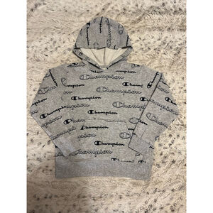 Champion Hoodie Boys Size 7 Gray and Navy Blue EUC